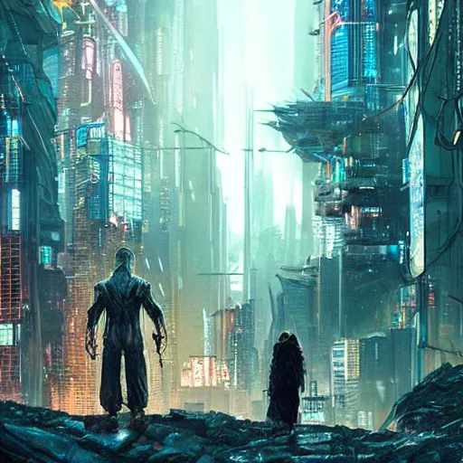 Image similar to Cyberpunk Hobbit