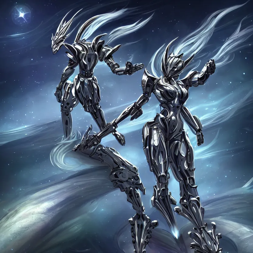 Image similar to goddess shot, galactic sized stunning beautiful anthropomorphic robot mecha female dragon, in space, larger than planets, posing elegantly, the earth a mere marble in her claws, detailed silver armor, epic proportions, epic scale, detailed digital art, ultra detailed, furry art, macro art, dragon art, giantess, warframe fanart, furaffinity, deviantart, realistic