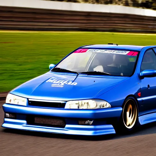Image similar to Peugeot 406 street racing a Nissan R-32 GTR, hyper realistic, car photography, 8k