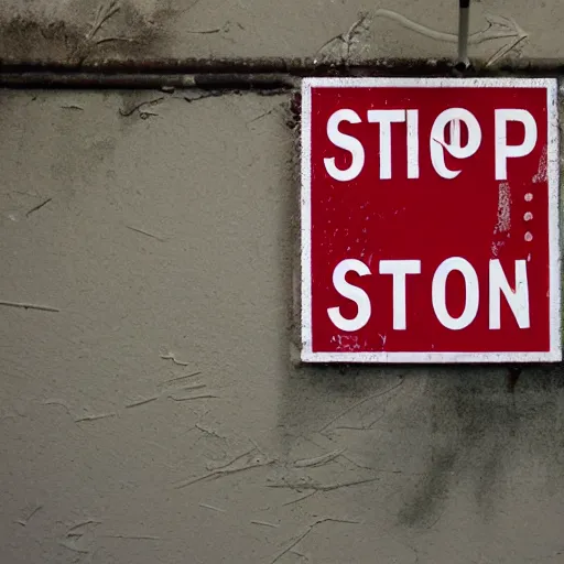 Image similar to stop sign spray painted on a wall