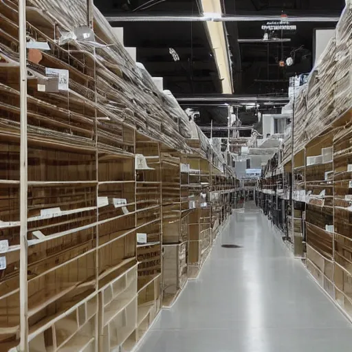 Prompt: a liminal space of a ikea store, eerie, scp 3 0 0 8, backrooms, found footage