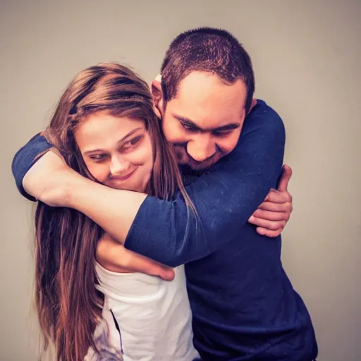 Image similar to guy hugs girl from behind