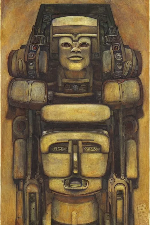 Prompt: an ancient robot with human eyes,by Annie Swynnerton and Diego Rivera, symbolist, dramatic lighting, elaborate geometric ornament, Art Brut, smooth, sharp focus, extremely detailed, Adolf Wölfli