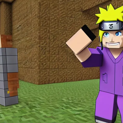 Image similar to Naruto playing Minecraft