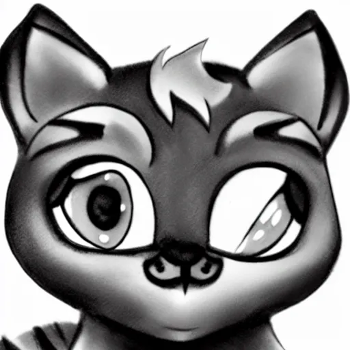 Image similar to littlest pet shop cat charcoal drawing highly detailed render