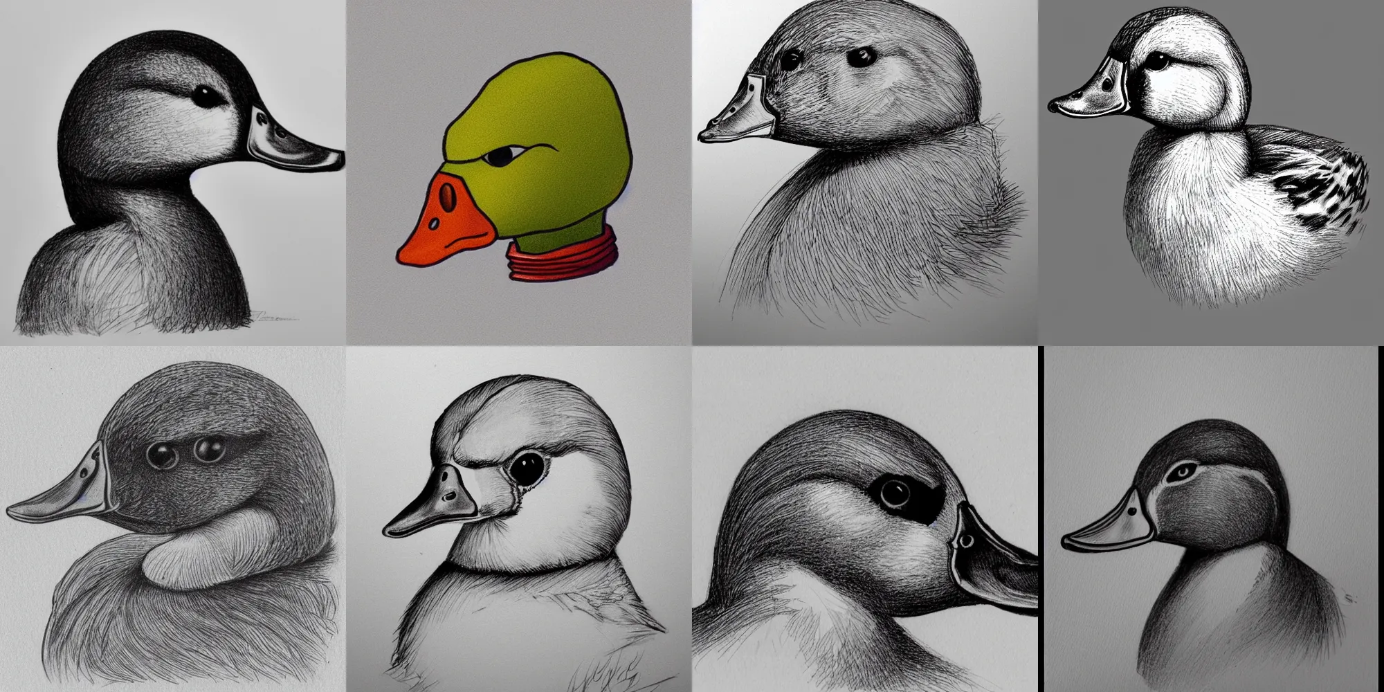 Prompt: portrait duck, lineart, sketch