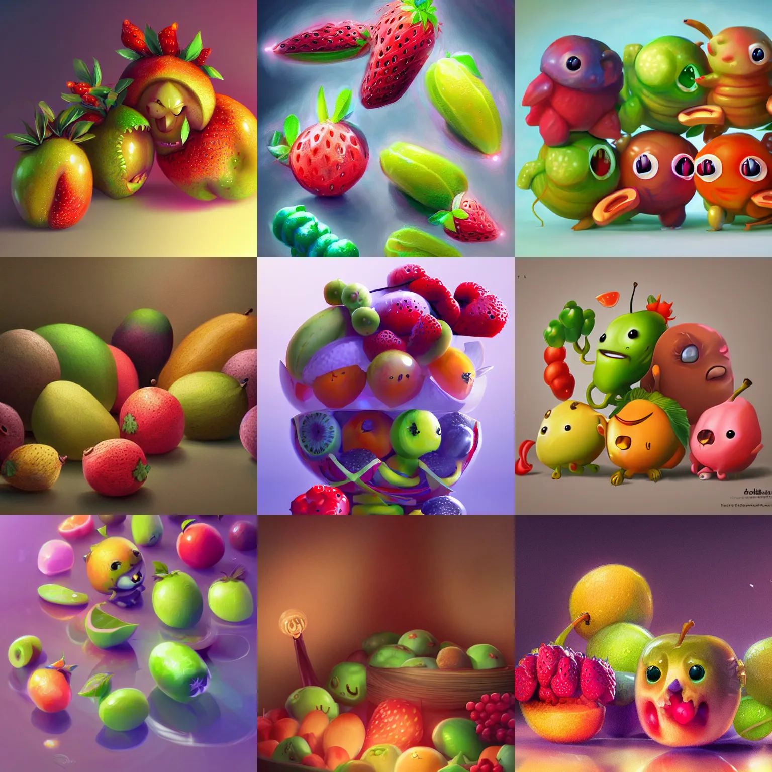 Prompt: cute fruitties, cgsociety, digital, artistic lighting, hyperdetailed