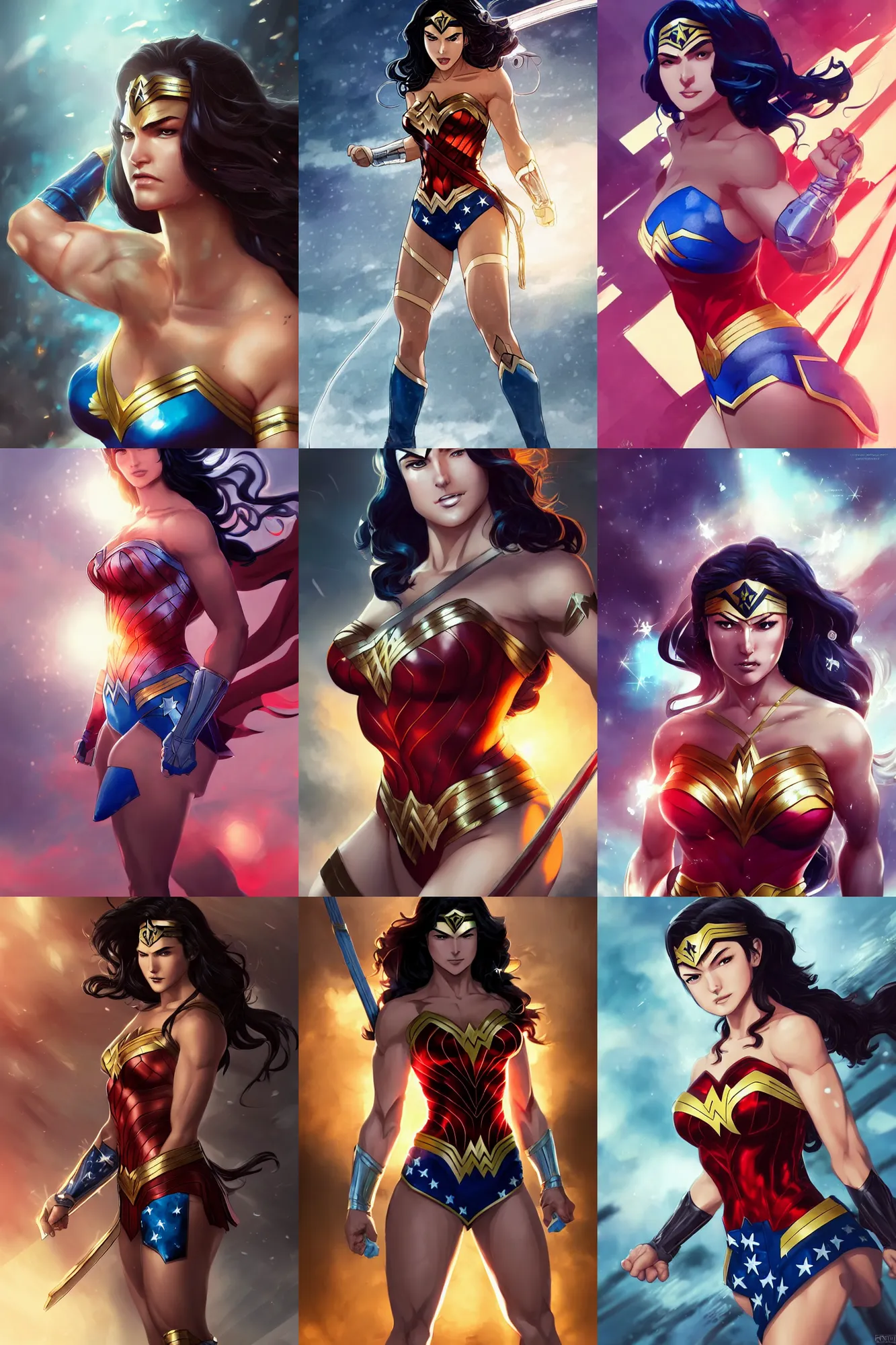Prompt: beautiful anime art of Gina Carano as Wonder Woman by WLOP, rossdraws, Logan Cure, Mingchen Shen, BangkuART, sakimichan, yan gisuka, JeonSeok Lee, zeronis, Chengwei Pan on artstation