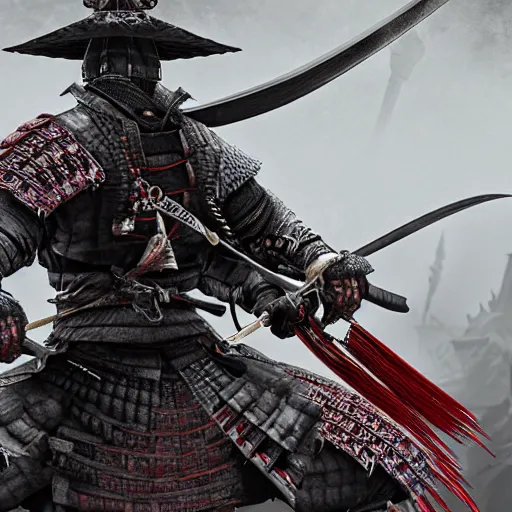 Image similar to Male Samurai Pirate, hd, intricate, bloodborne, 8k, digital art