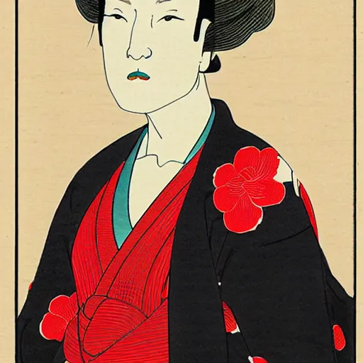 Image similar to ukiyo-e portrait of cate blanchett