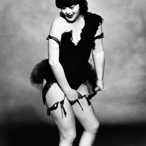 Prompt: betty page as a real person photo by annie leibovitz