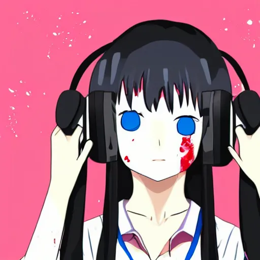 bloodied anime girl loses headphones, noise rock album | Stable ...