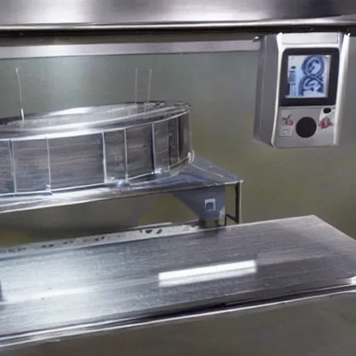 Prompt: A home nanotech fabrication appliance fabricating a sandwich