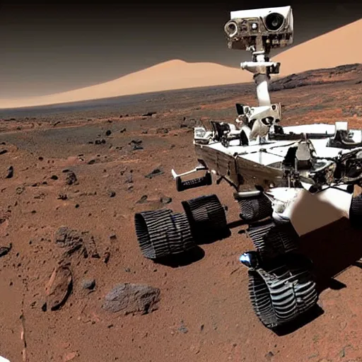 Prompt: extremely detailed photo of carl sagan mars rover next to carl sagan, detailed face