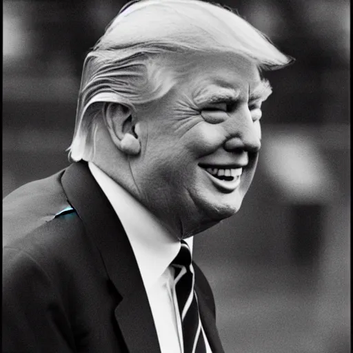 Image similar to 3 5 mm photograph of donald trump with male pattern baldness and no teeth