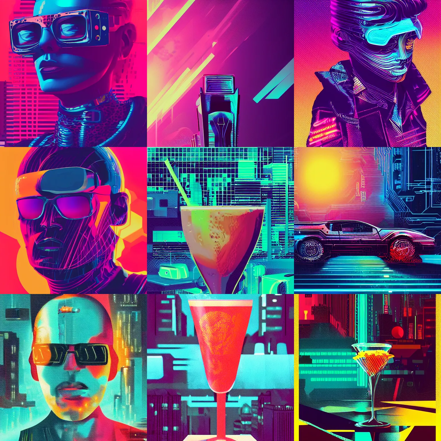 Prompt: a graph style guach impasto leopard cocktail, cyberpunk art by james gilleard, cgsociety, retrofuturism, synthwave, retrowave, outrun.