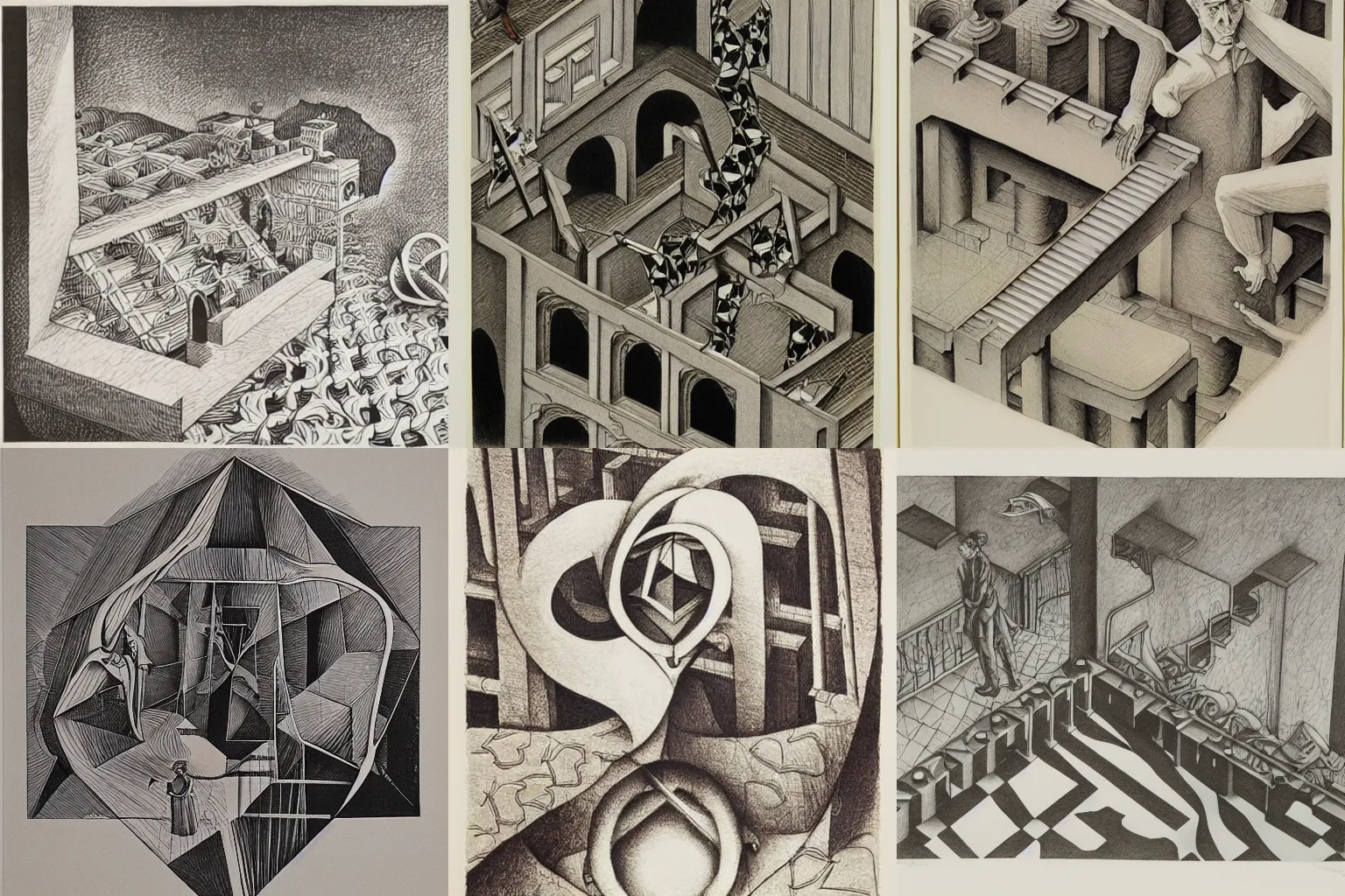Prompt: what he wanted most of all was a friend, lithograph, watercolors, ink, m.c. escher, moebius