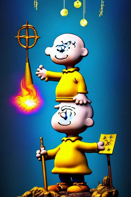 Prompt: Linus from Charlie Brown as the Hermit Major Arcana Tarot Card, magical realism, texture, intricate, ornate, royally decorated, whirling blue smoke, embers, radiant colors, fantasy, trending on artstation, volumetric lighting, micro details, 3d sculpture, ray tracing, 8k, anaglyph effect