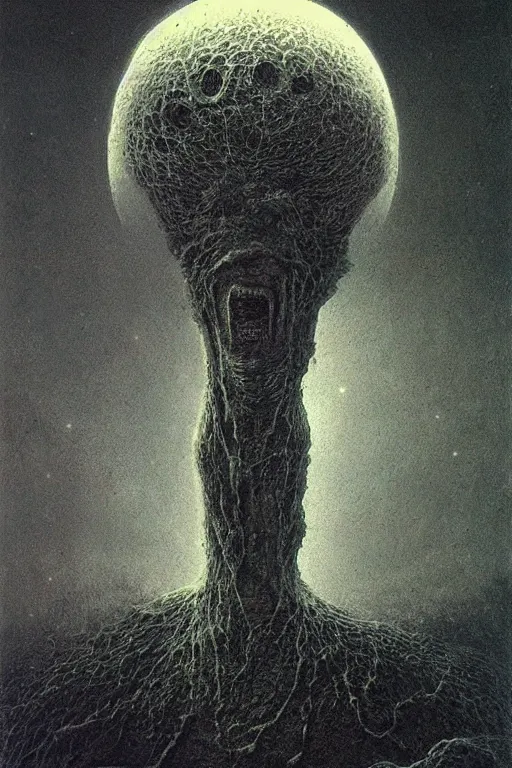 Image similar to a space monster by Zdzislaw Beksinski