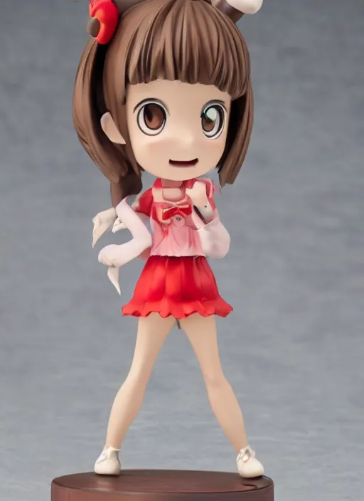 Image similar to a hyperrealistic oil painting of a kawaii anime girl figurine caricature with a big dumb grin featured on wallace and gromit by studio ghibli