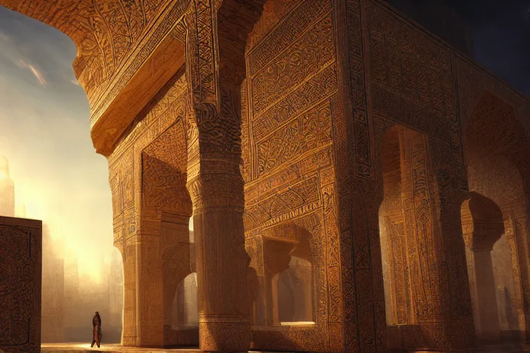 Image similar to the most amazing dream you ever had about ancient persia, hyper realistic, ambient lighting, concept art, intricate, hyper detailed, smooth, dynamic volumetric lighting, octane, cinematic