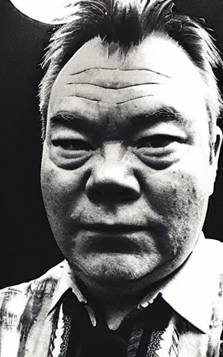 Prompt: Stewart Lee wearing Mongolian armor, high angle, iPhone selfie