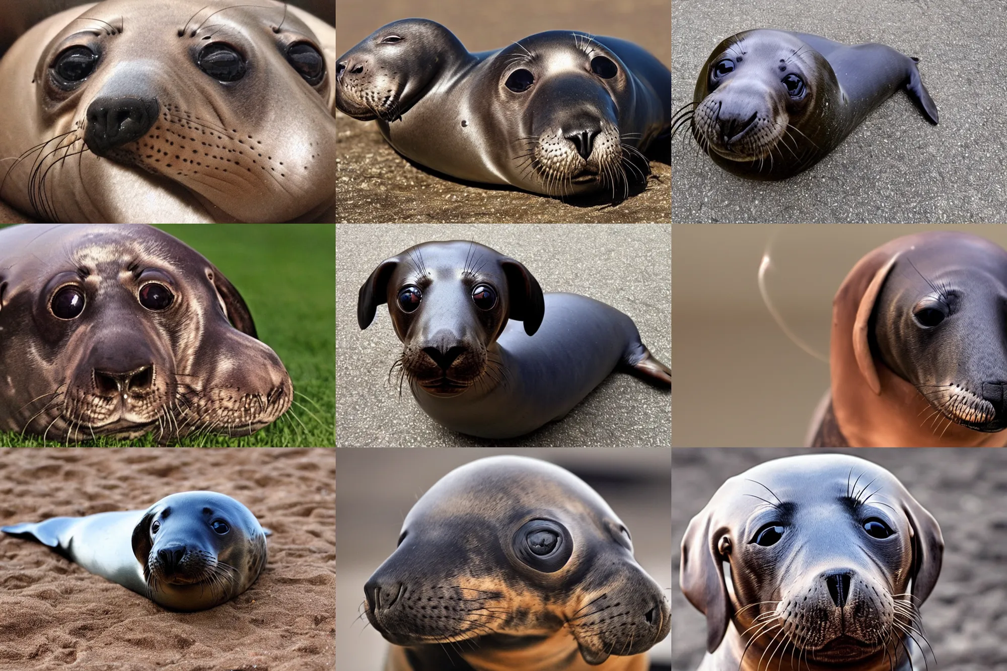Prompt: A seal with a Dachshund head