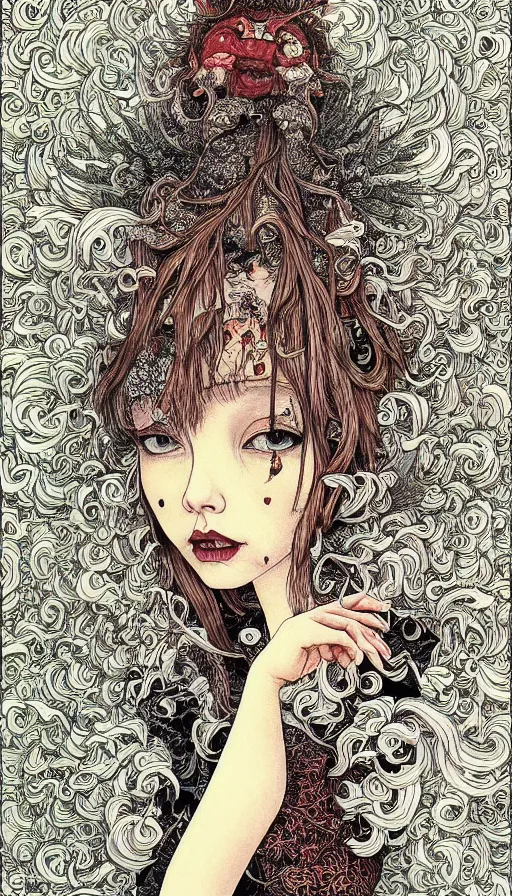 Image similar to portrait painted in jacek yerka style drawn by vania zouravliov and takato yamamoto, inspired by epression, intricate acrylic gouache painting, high detail, sharp high detail, artstation