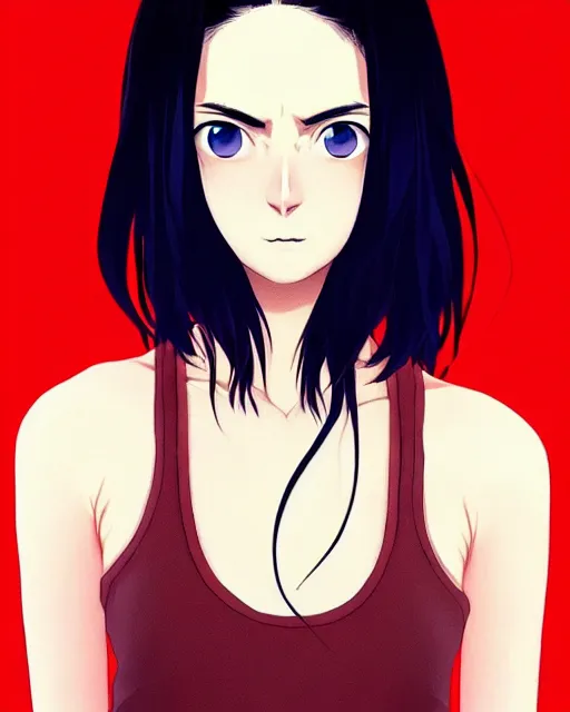 Image similar to portrait Anime kaya scodelario, skins, cute-fine-face, black-hair, blue eyes, pretty face, realistically shaded, Perfect face, fine details. Anime. skins, realistic shaded lighting by Ilya Kuvshinov, katsuhiro otomo, ghost-in-the-shell, magali villeneuve, artgerm, rutkowski, WLOP Jeremy Lipkin, Giuseppe Dangelico Pino, Michael Garmash, Rob Rey