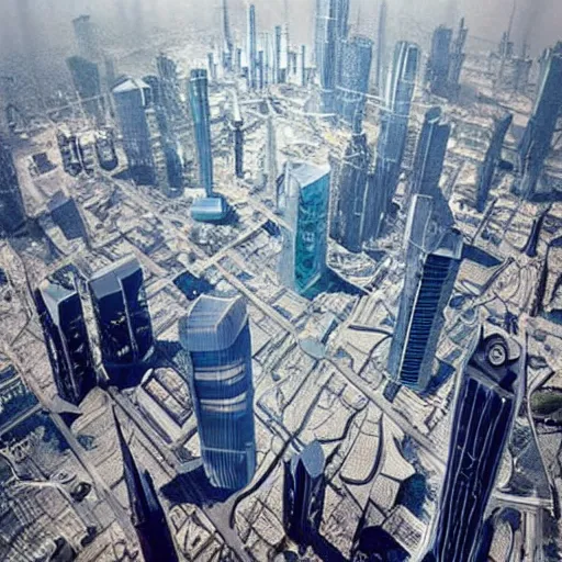 Image similar to city in the middle of space, futuristic!