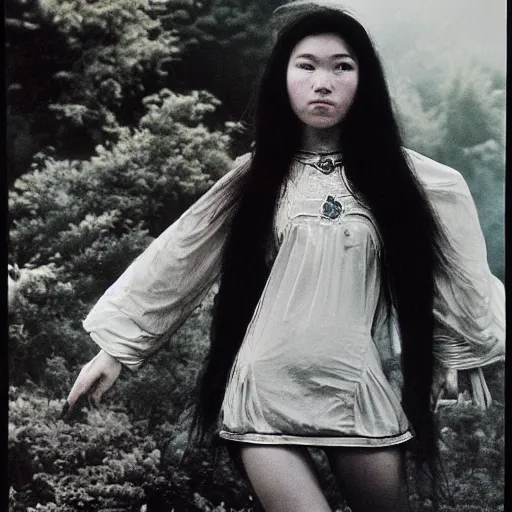 Image similar to a wide full shot, russian and japanese mix 1 9 8 0 s historical fantasy of a photograph taken of a deities attributes, photographic portrait, high - key lighting, warm lighting, overcast flat midday sunlight, 1 9 8 2 life magazine photograph, photojournalism from the new york times.