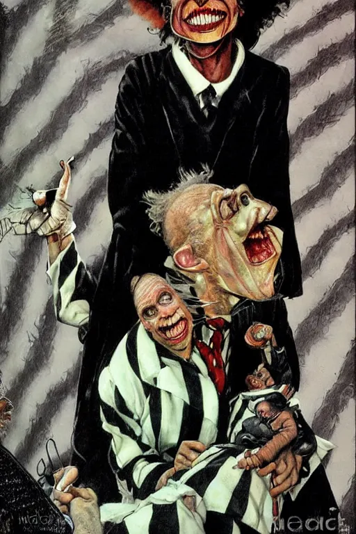 Image similar to beetlejuice painted by norman rockwell