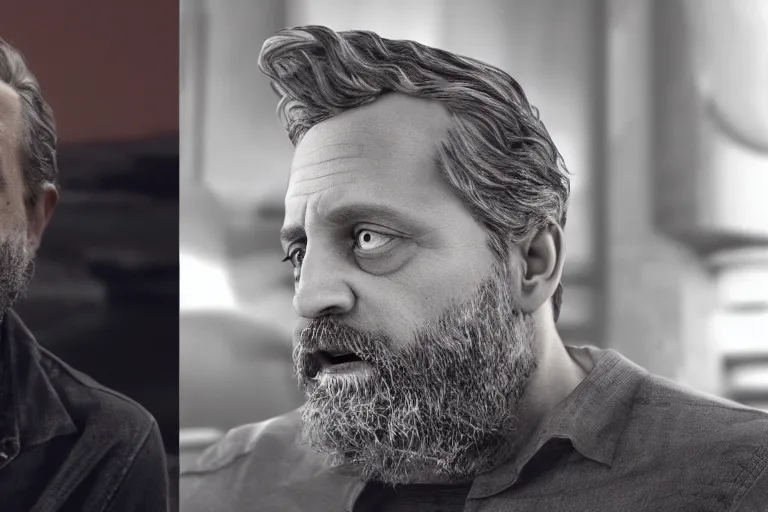 Image similar to Zizek debating Jordan Peterson, disney render, 3d render, octane render, high quality