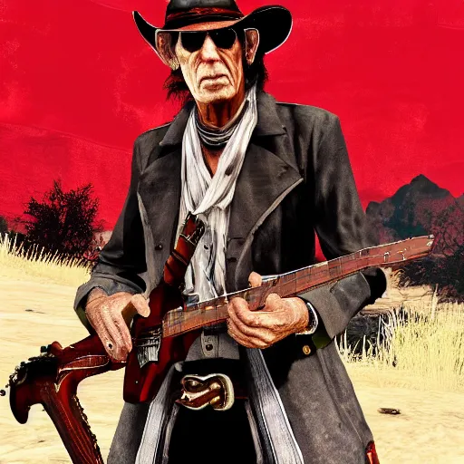 Prompt: keith richards in red dead redemption