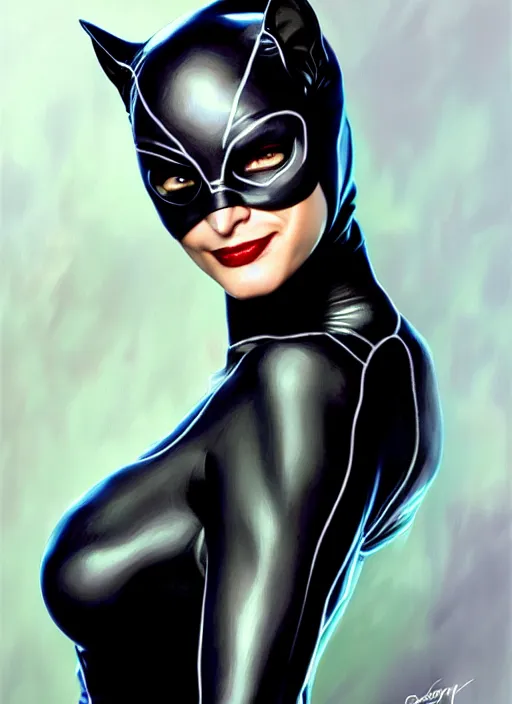 Image similar to a _ fantasy _ style _ portrait _ painting _ catwoman, oil _ painting _ unreal _ 5 _ daz. _ rpg _ portrait _ extremely _ detailed _ artgerm _ greg _ rutkowski _ greg