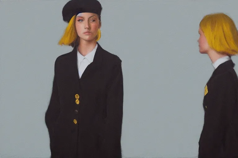 Image similar to young stewardesses fashion model portrait artwork by tim eitel