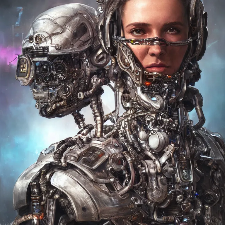 Prompt: a realistic detailed beautiful portrait of a cybernetic space pirate, cyberpunk concept art, digital art, highly detailed, intricate, sci-fi, sharp focus, Trending on Artstation HQ, deviantart, unreal engine 5, 4K UHD image, hyperrealistic, photorealistic, art by artgerm and greg rutkowski and alphonse mucha