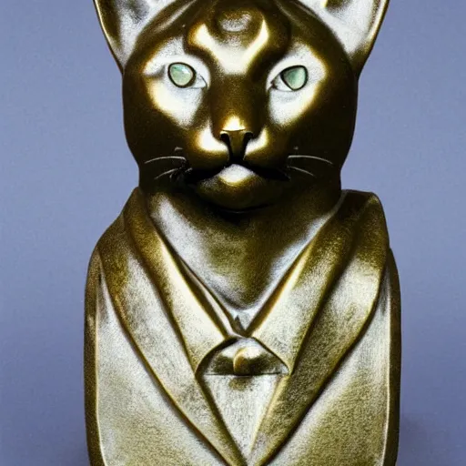 Image similar to a bronze bust of the Cat Otto Von Bismarck, leader of the cat empire