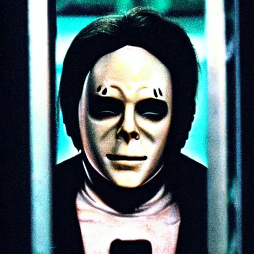 Image similar to michael myers from halloween movie in the matrix