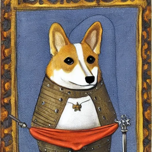 Image similar to Medieval corgi in a knights armor