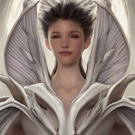 Image similar to Perfectly-centered portrait-photograph of a real life white dragon from heaven, lifelike, super highly detailed, professional digital painting, artstation, concept art, Unreal Engine 5, Photorealism, HD quality, 8k resolution, cinema 4d, 3D, beautiful, cinematic, art by artgerm and greg rutkowski and alphonse mucha and loish and WLOP