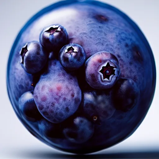 Prompt: a spherical blueberry dragon, photo, 8k