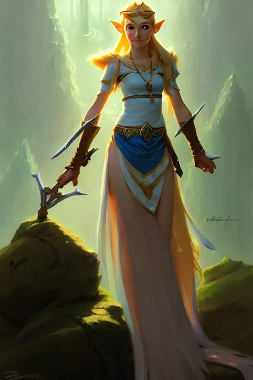 Image similar to princess zelda by bayard wu, anna podedworna, gaston bussiere, greg rutkowski