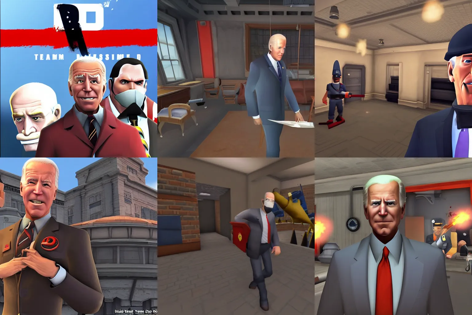Prompt: Joe Biden in Team Fortress 2, gameplay,