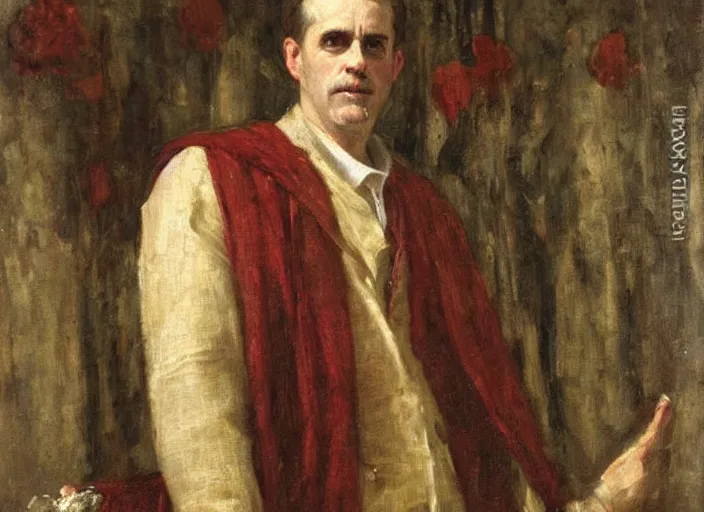 Prompt: an oil on canvas portrait of Dr Jordan Peterson, intrincate and very detailed, by john william waterhouse and Edwin Longsden Long