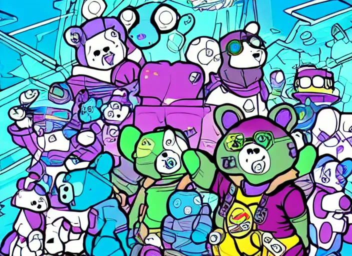 Image similar to cyberpunk care bears