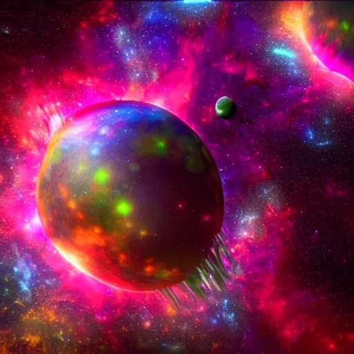 Prompt: a render of beautiful vibrant colorful nebula, octane render, ray traced lighting, ray traced, rtx, space, cosmos, artstation