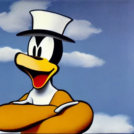 Image similar to donald duck painted by magritte