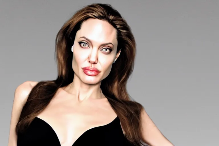 Image similar to angelina jolie is the rock from wwe, many details, super realistic, high quality, 8 k