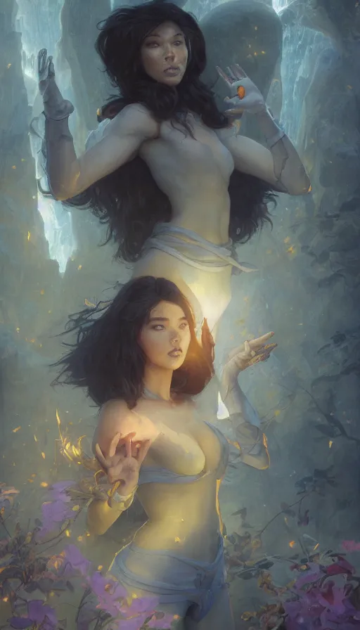 Image similar to epic masterpiece adventure time, hyperrealistic, octane render, cinematic, night, moon, beautiful face and flawless skin, perfect hands, 5 fingers, by Edgar Maxence and Ross Tran and Michael Whelan, Lorenzo Sperlonga Legends of Runeterra